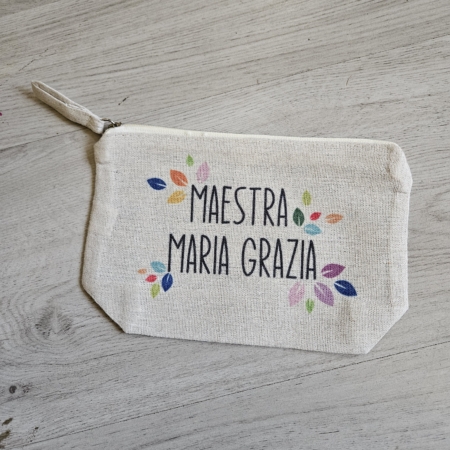 Pochette in cotone Maestre con foglie colorate