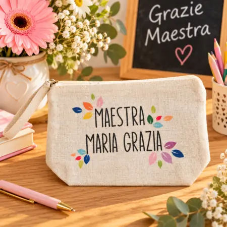 Pochette in cotone Maestre con foglie colorate