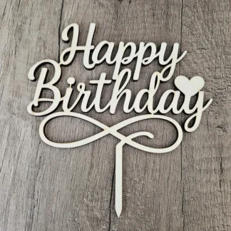 Cake Topper Happy birthday con cuore e infinito