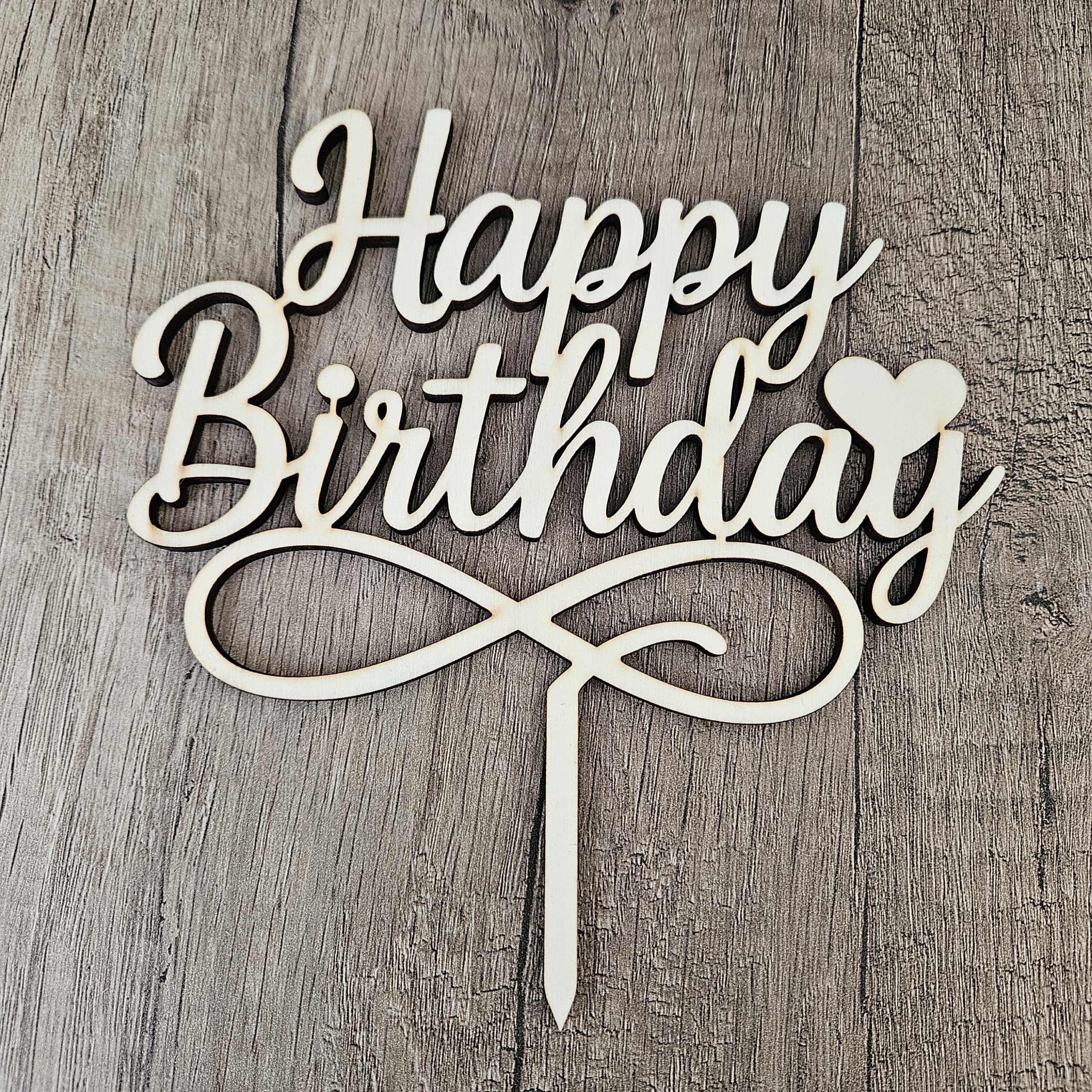 Cake Topper Happy birthday con cuore e infinito