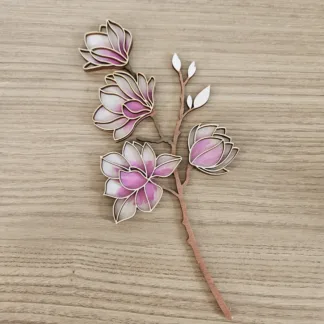 Magnolia in legno dipinta a mano