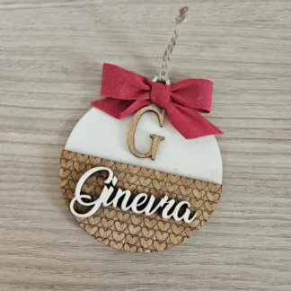 Pallina di Natale Personalizzata effetto uncinetto con Nome