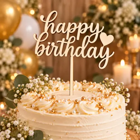 Cake Topper Happy birthday con cuore