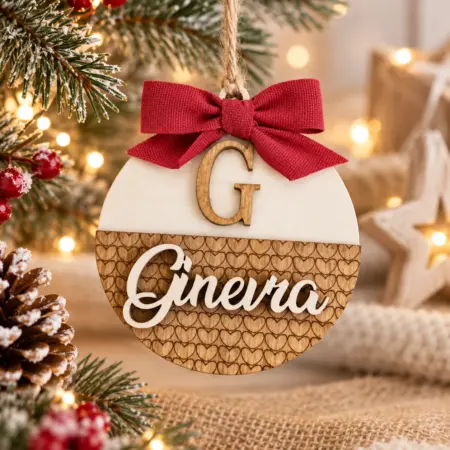 Pallina di Natale Personalizzata effetto uncinetto con Nome