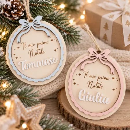 Pallina "Il Mio Primo Natale" legno e acrilico