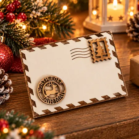 Porta Gift Card in Legno Letterina di Babbo Natale