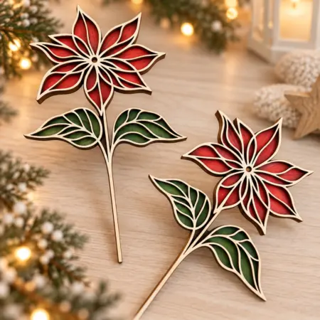 Stella di Natale in legno dipinta