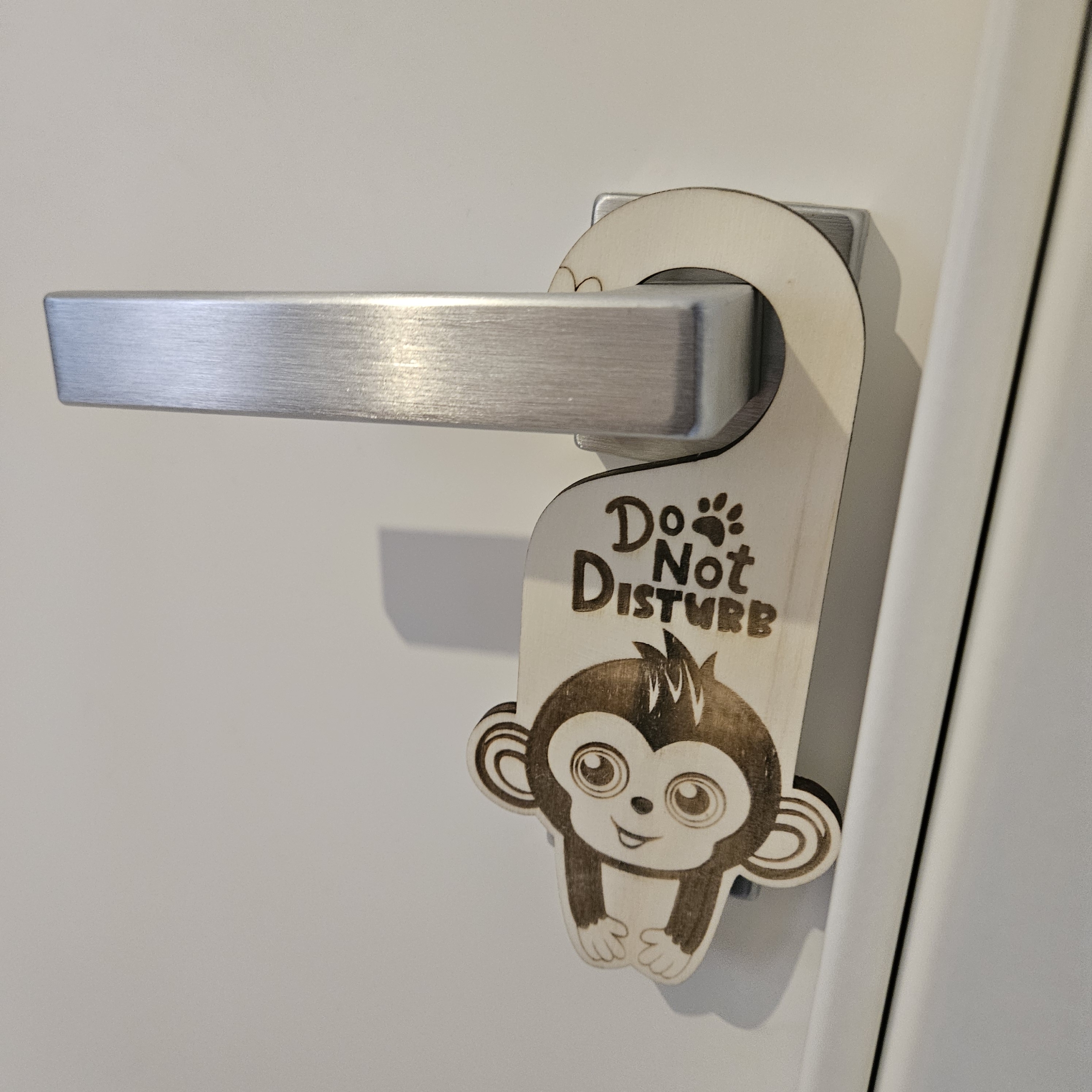Fuori porta in Legno "Do Not Disturb" con Scimmietta - immagine 2