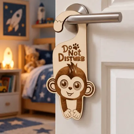 Fuori porta in Legno "Do Not Disturb" con Scimmietta