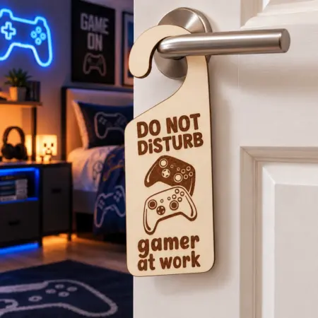 Fuori porta in Legno "Do Not Disturb, Gamer at work"