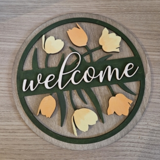 Targa Fuoriporta "Welcome" con Tulipani