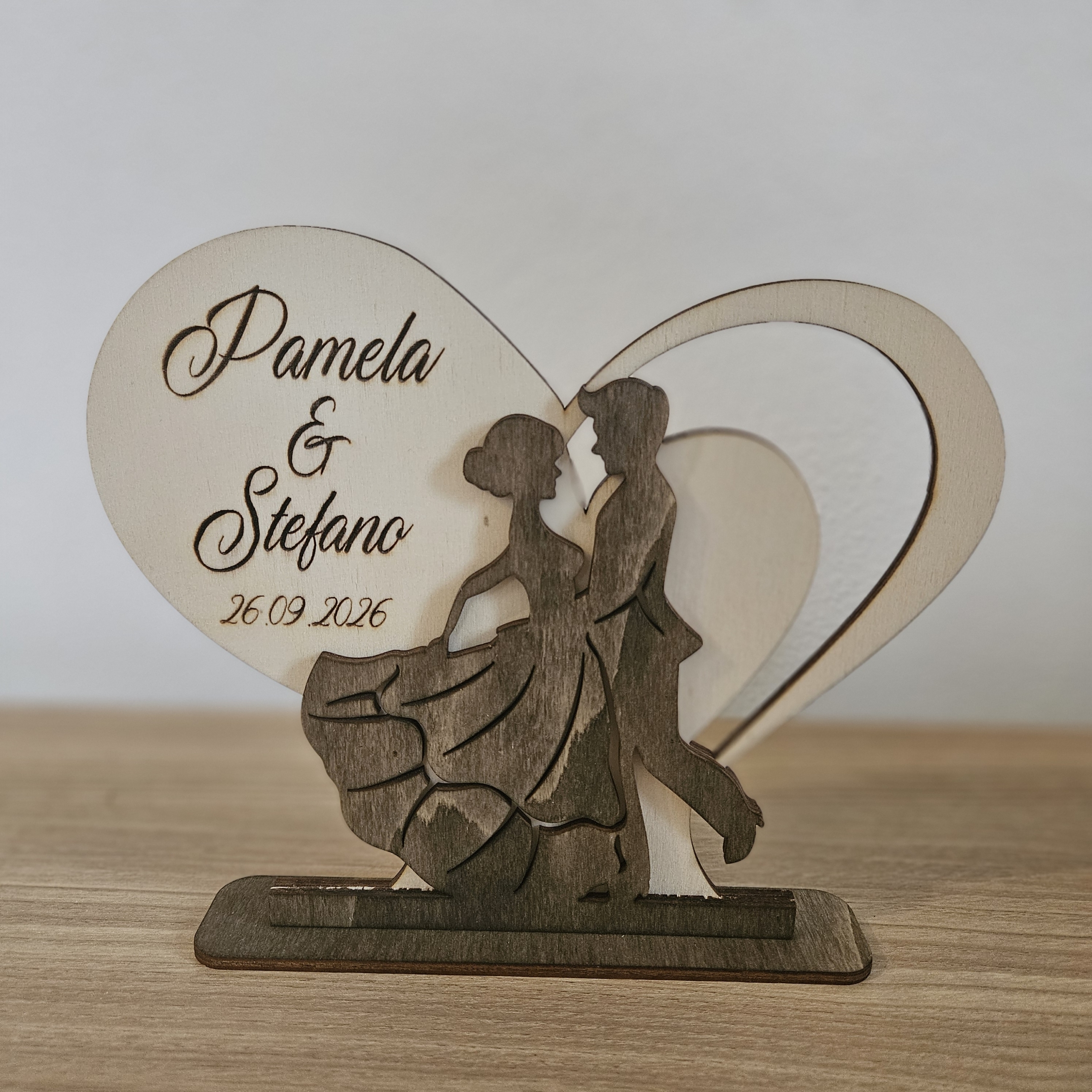 Decorazione in legno Cuore Sposi - immagine 2