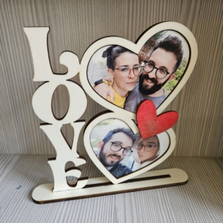 Porta foto Love in legno con foto stampate
