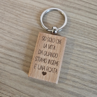 Portachiavi in Legno di Faggio rettangolare "So solo che la Vita" Jovanotti