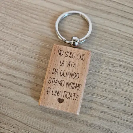 Portachiavi in Legno di Faggio rettangolare "So solo che la Vita" Jovanotti