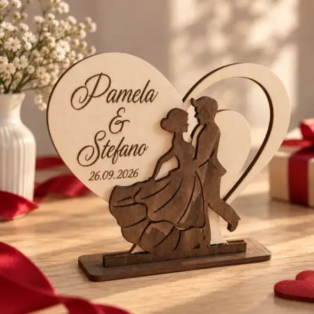 Decorazione in legno Cuore Sposi