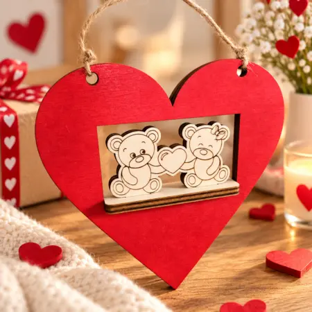 Quadretto Cuore con orsetti romantici