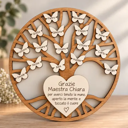 Decorazione Albero della Vita con farfalle per le Maestre con dedica da appendere