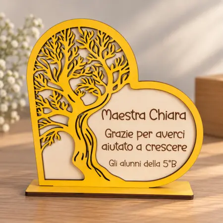 decorazione Albero della Vita nel cuore per le Maestre con dedica