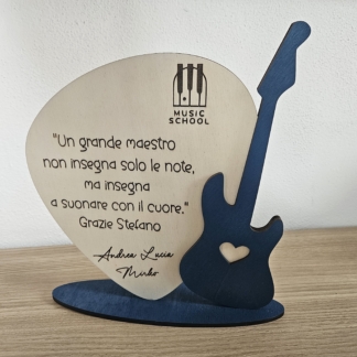 Plettro con chitarra per Maestra / maestro di Musica con dedica