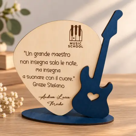 Plettro con chitarra per Maestra / maestro di Musica con dedica