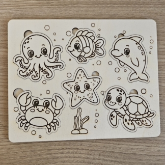 Puzzle a Incastro in Legno – Animali del Mare