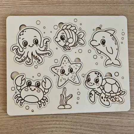 Puzzle a Incastro in Legno – Animali del Mare
