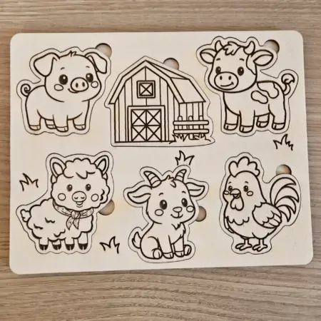 Puzzle a Incastro in Legno – Animali della Fattoria