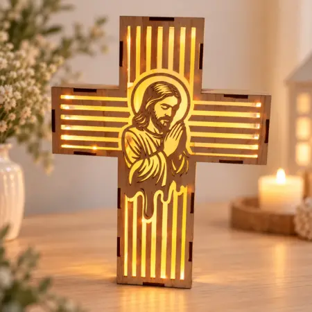 Lampada Croce in Legno