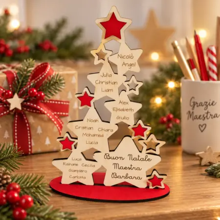 Albero di Natale Personalizzato con Nomi degli Alunni per Maestre, Mastri o catechiste con dedica