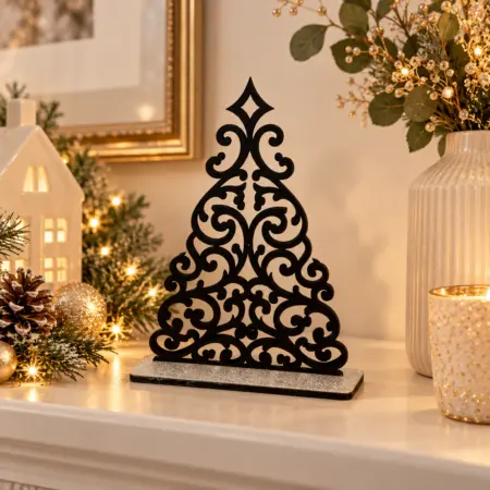 Albero di Natale Traforato Decorativo con Intarsi