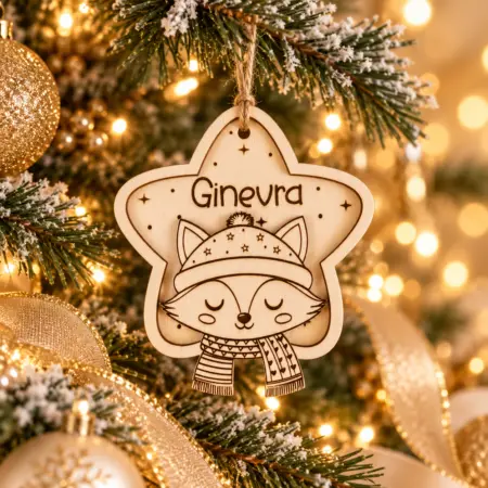 Decorazione a forma di Stella con Volpina e Nome Personalizzato