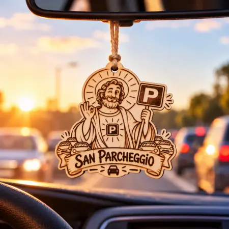 Decorazione in legno per auto " San Parcheggio"
