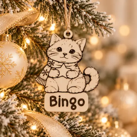 Decorazione Pallina Di Natale Gatto Personalizzata con Nome