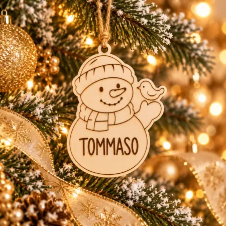 Decorazione Pallina di Natale Pupazzo di Neve con Nome Personalizzato