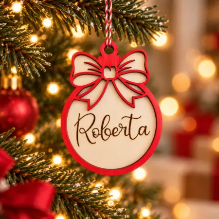 Decorazione Pallina di Natale personalizzabile con nome inciso
