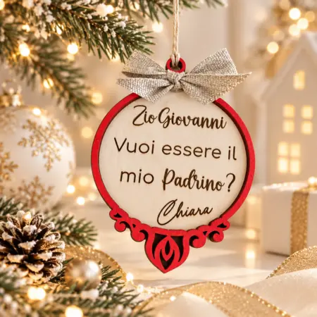 Pallina di Natale “Vuoi essere la mia Madrina / il mio Padrino?”