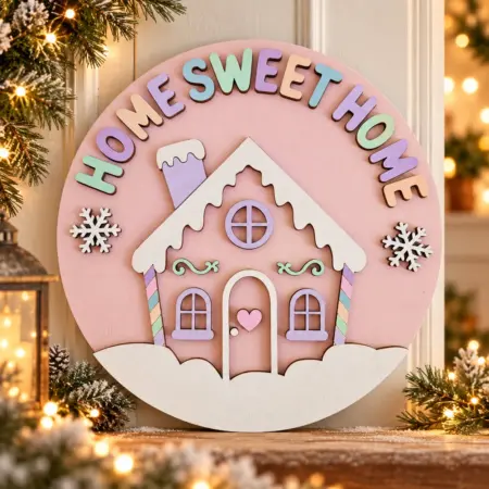 Fuoriporta Natalizio Home Sweet Home con Casetta