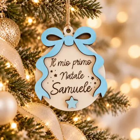 Pallina “Il mio primo Natale” personalizzata con nome e Fiocco
