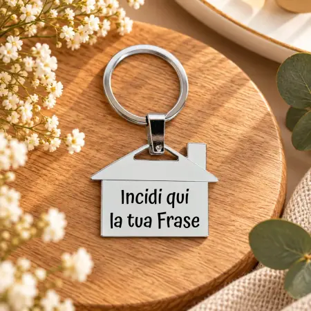 Portachiavi in Acciaio a Forma di Casa Personalizzabile