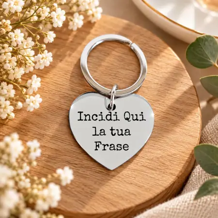 Portachiavi in Acciaio Cuore Personalizzabile