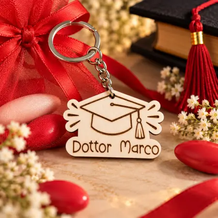 Portachiavi Laurea Personalizzato con tocco laurea e Nome