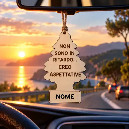 Decorazione in legno per auto "Creo Aspettative" Personalizzabile con nome