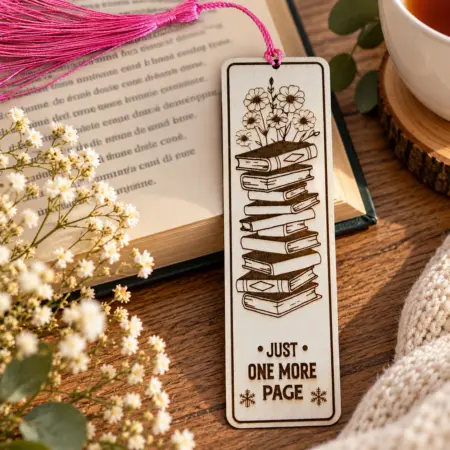 Segnalibro in legno “Just One More Page”