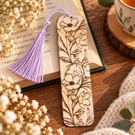 Segnalibro in Legno Fantasia Floreale