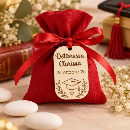 Tag in Legno Rettangolare Personalizzato per Laurea